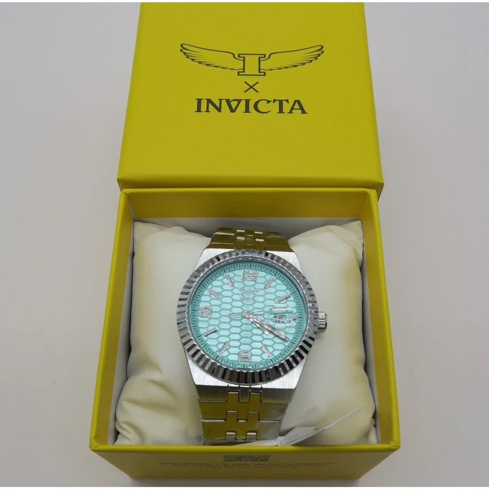 Invicta Specialty Mens Watch 69859 Aqua Honeycomb Dial Stainless Steel Watch